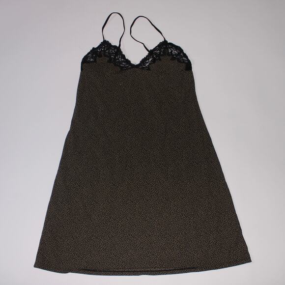 Calvin Klein Animal Print Brown Slip Dress With lace Trim - Picture 1 of 5